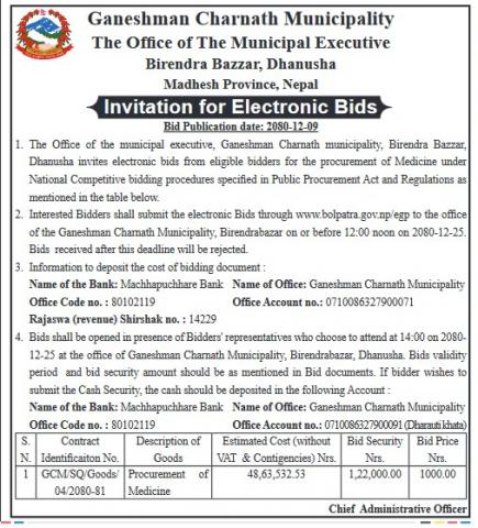 Invitation For Electronic Bids