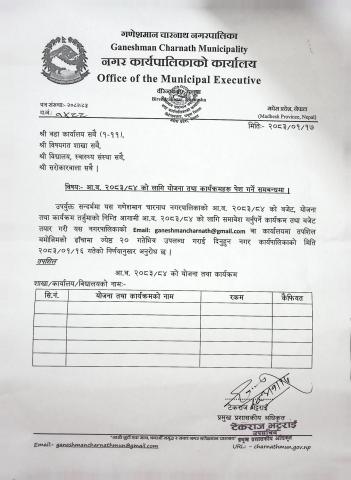 आ.व. २०८३/८४ को लागि योजना तथा कार्यक्रमहरु पेश गर्ने सम्बन्धमा।