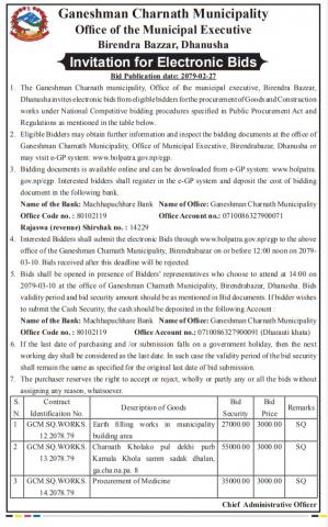 Invitation For Electronic Bids